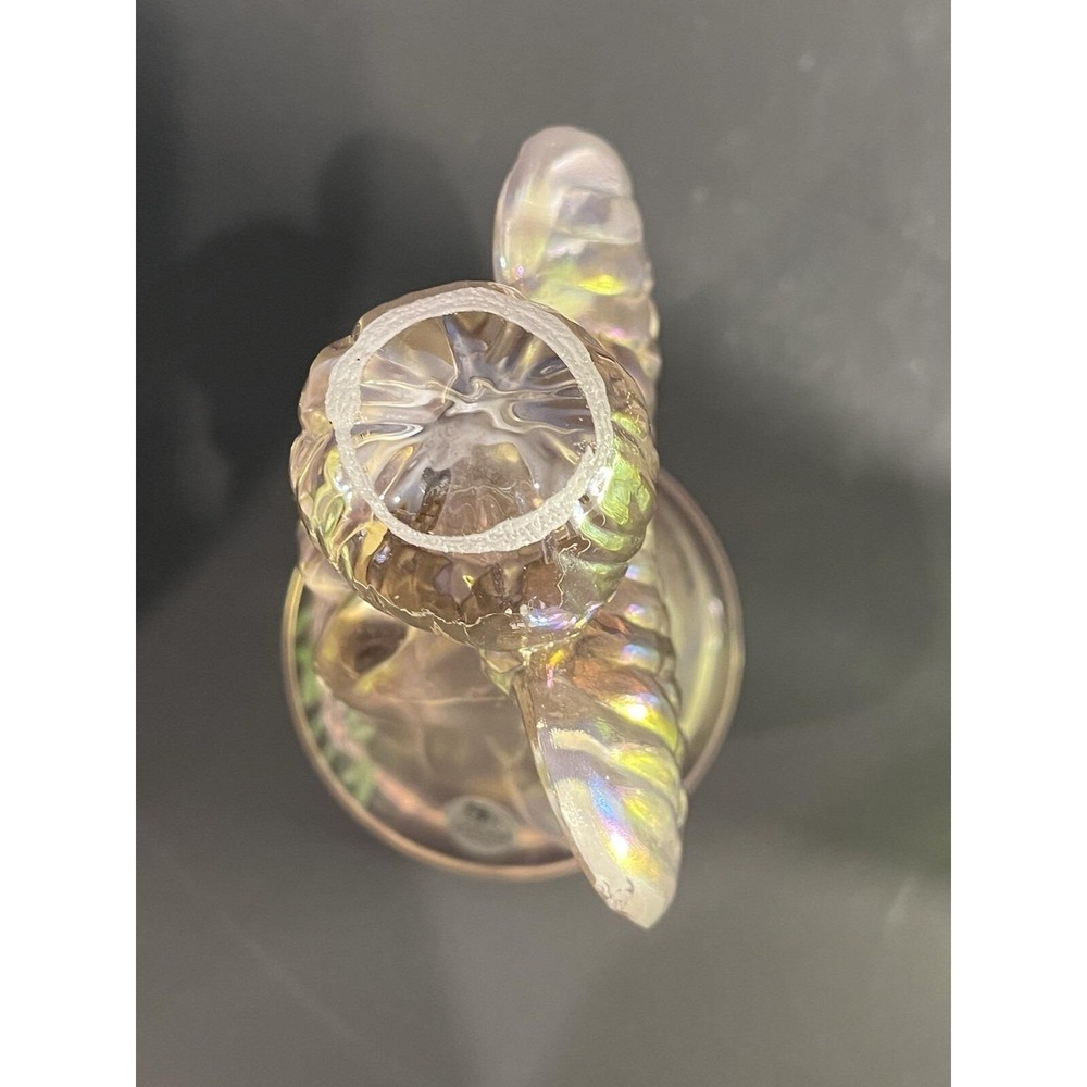 Fenton Art Glass Angel Iridescent Joy Hand Painted Flowers Signed Williams - Picture 8 of 9
